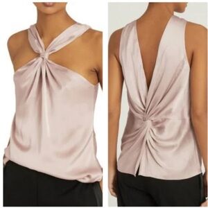 Reiss Neavah Halther Occasion Tank Top Pink Satin US 2 Small NWT
